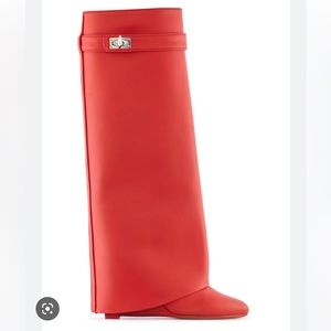Beautiful True Red Tall Shark Lock Boots.